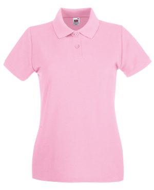 These lady's fit premium polo tops can be customised with embroidery or print making these an ideal option for your company workwear, uniform or club gear! These branded lady's polo t-shirts are available in a range of sizes and super stand out colours!