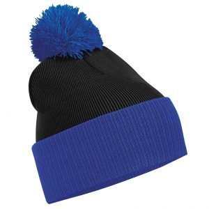 Snowstar Two Tone Pom Pom Beanie (5 colours) - Black/Bright Royal