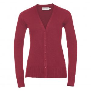 Women's Cotton Blend Knitted V-Neck Cardigan (Russell) - Cranberry Marl
