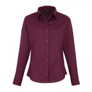 Women's Poplin Long Sleeve Blouse (Premier) - Aubergine