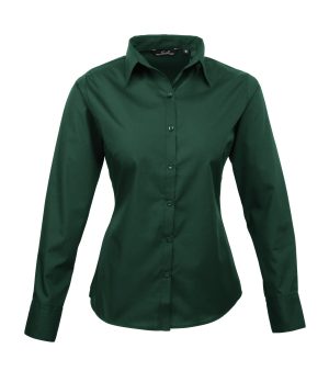 Women's Poplin Long Sleeve Blouse (Premier) - Bottle