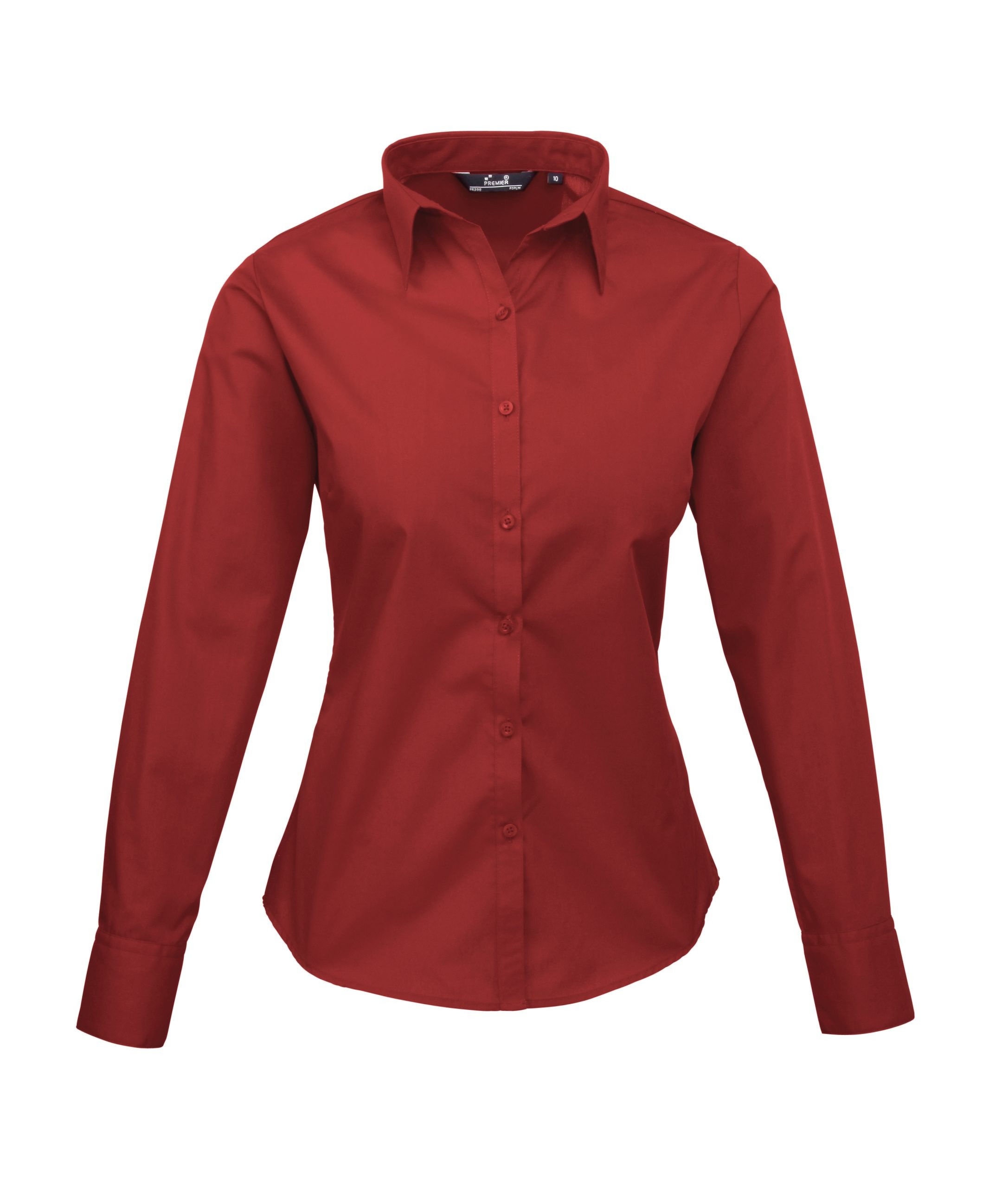 Ladies long sleeve poplin shirt is available in super stand out colours (thirty colours in the range) and a great range of sizes too!