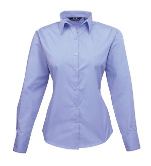 Women's Poplin Long Sleeve Blouse (Premier) - Mid Blue