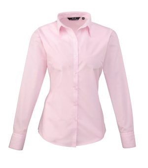 Women's Poplin Long Sleeve Blouse (Premier) - Pink