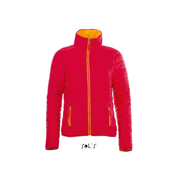 This ladies light padded, high collar, close cut fitting jacket is available in a range of sizes and great colours! Custom embroidered with your brand name or company logo these fitted branded ladies padded jackets are another option for your corporate workwear or company uniform collection!