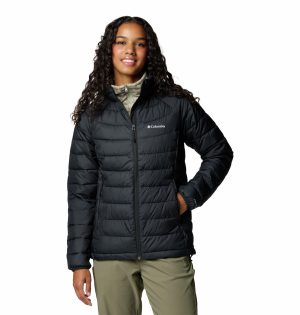 Women black padded jacket with Columbia logo