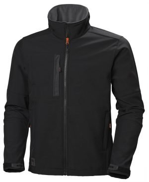 Navy soft shell jacket with pockets and Helly Hansen logo