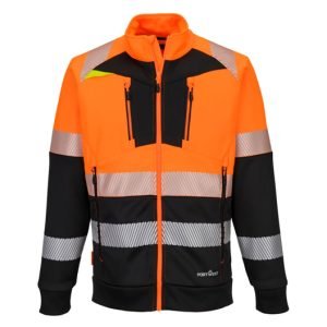 Hi-Vis Funnel Neck Zipped Sweatshirt in orange and black with pockets