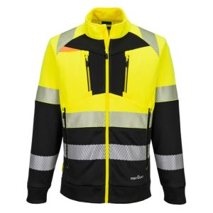 Hi-Vis Funnel Neck Zipped Sweatshirt in yellow and black with pockets