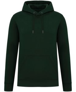 Unisex Heavyweight Hooded Sweatshirt from Native Spirit in 35 colours, drawstrings and front pockets in a Brushed back fleece. Drop shoulder style. Straight fit. Lined hood with self colour drawcord. Recycled metal eyelets and drawcord tips.