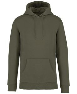 Unisex Heavyweight Hooded Sweatshirt from Native Spirit in 35 colours, drawstrings and front pockets in a Brushed back fleece. Drop shoulder style. Straight fit. Lined hood with self colour drawcord. Recycled metal eyelets and drawcord tips.