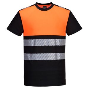 Hi Viability crew neck tshirt black and orange colour with reflective strips