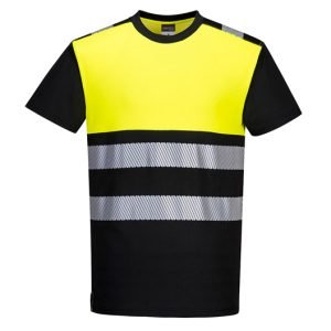 Hi Viability crew neck tshirt black and orange colour with reflective strips