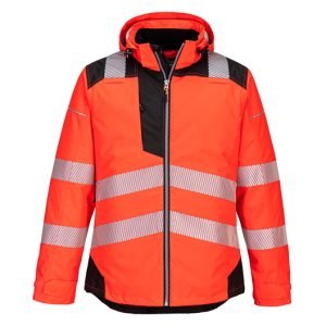 Hi-Visibility winter jacket with reflective stripa