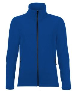 Race Softhell Laides Jacket in Navy blue Polyester fleece lining. Showerproof. Collar high full length zip. Two front zip pockets. Open cuffs and hem. Curved drop hem