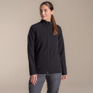 Softshell jacket in black for women with a front full zip by Craghoppers