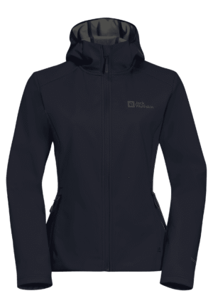 Softshell jacket in black with zip by Jack Wolfskin for women