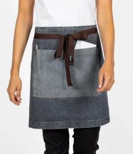 a waist apron in denim and navy fabric